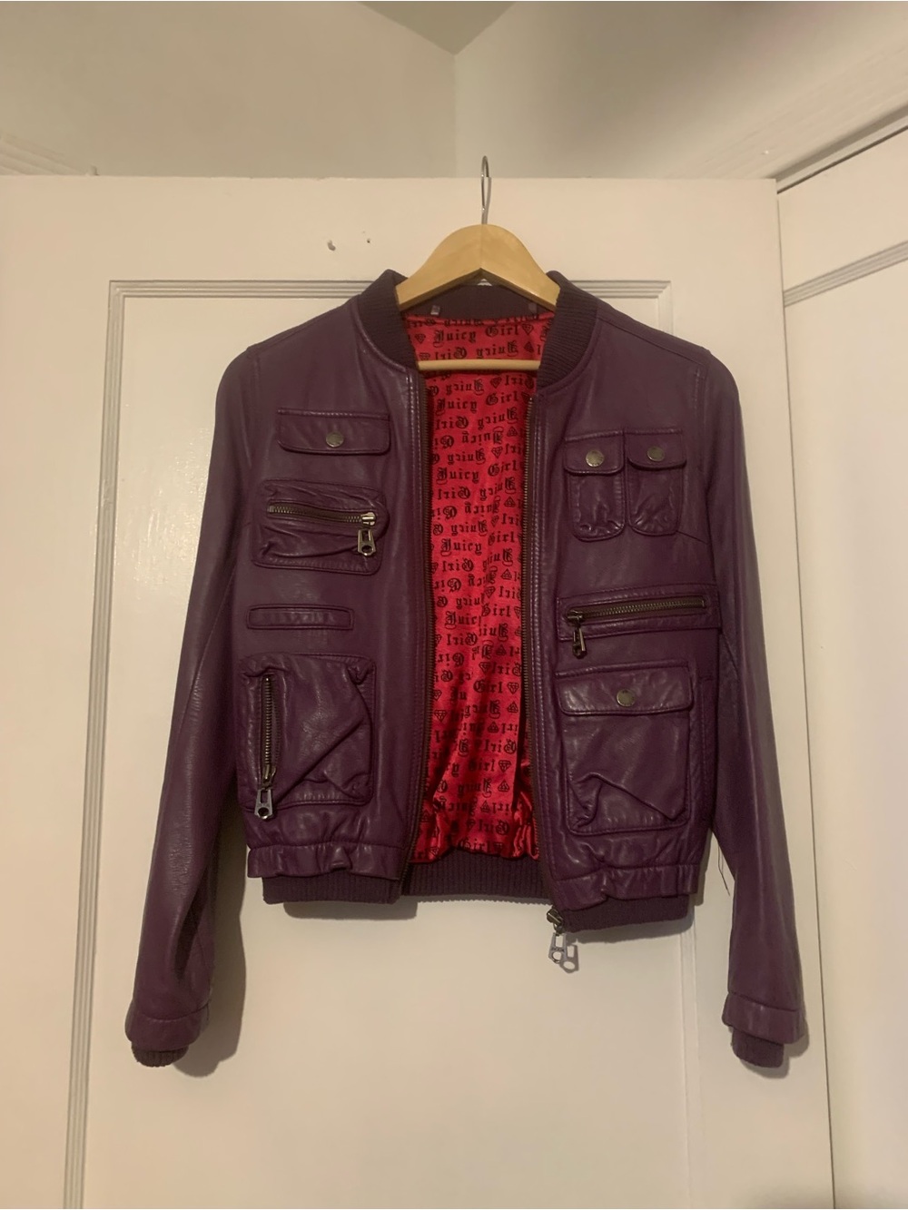 Juicy Couture Purple Leather Jacket Women’s Size S
